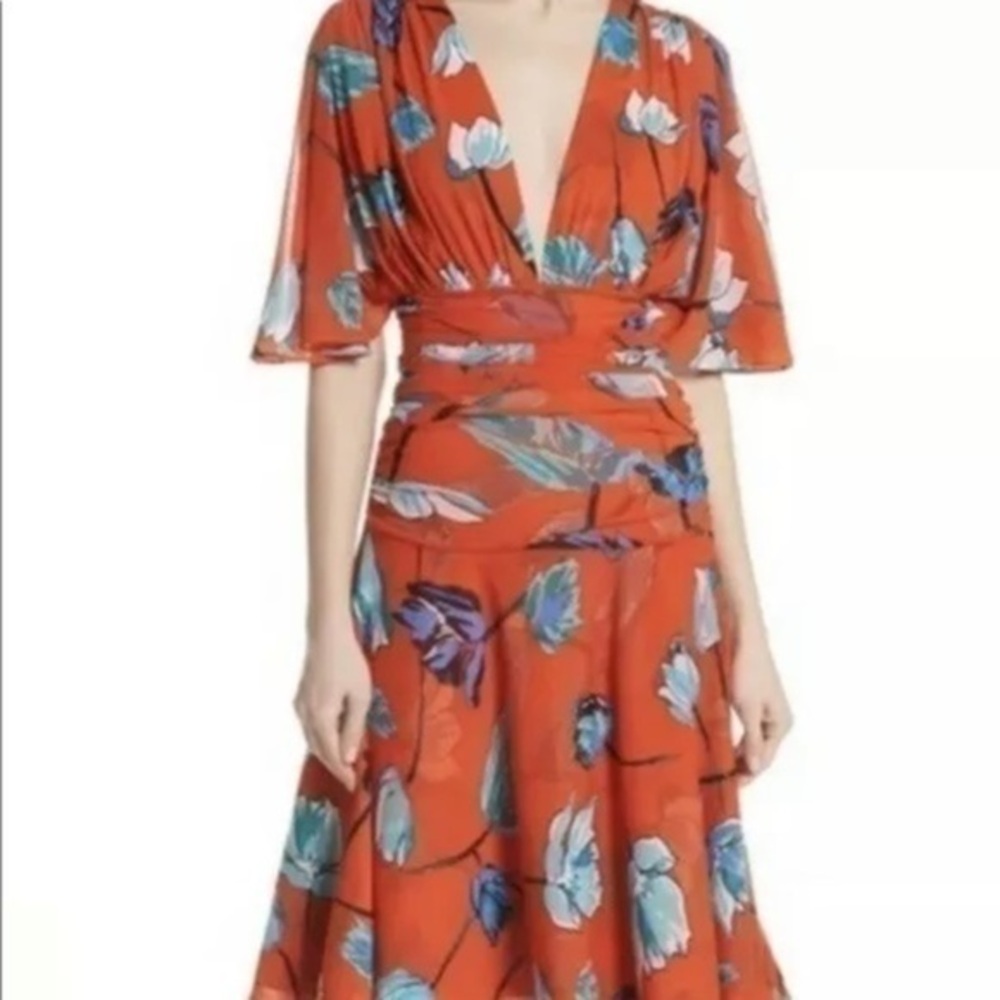 DIANE VON FURSTENBERG Flutter Sleeve Cinch Waist Dress brand new with tags